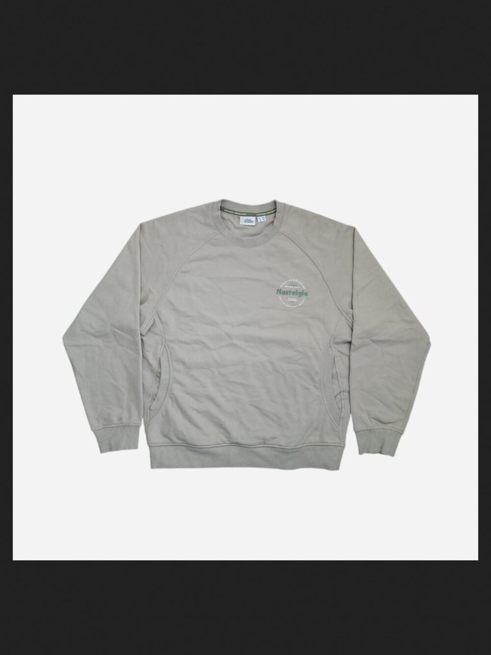 National Geographic beige raglan crew neck sweatshirt